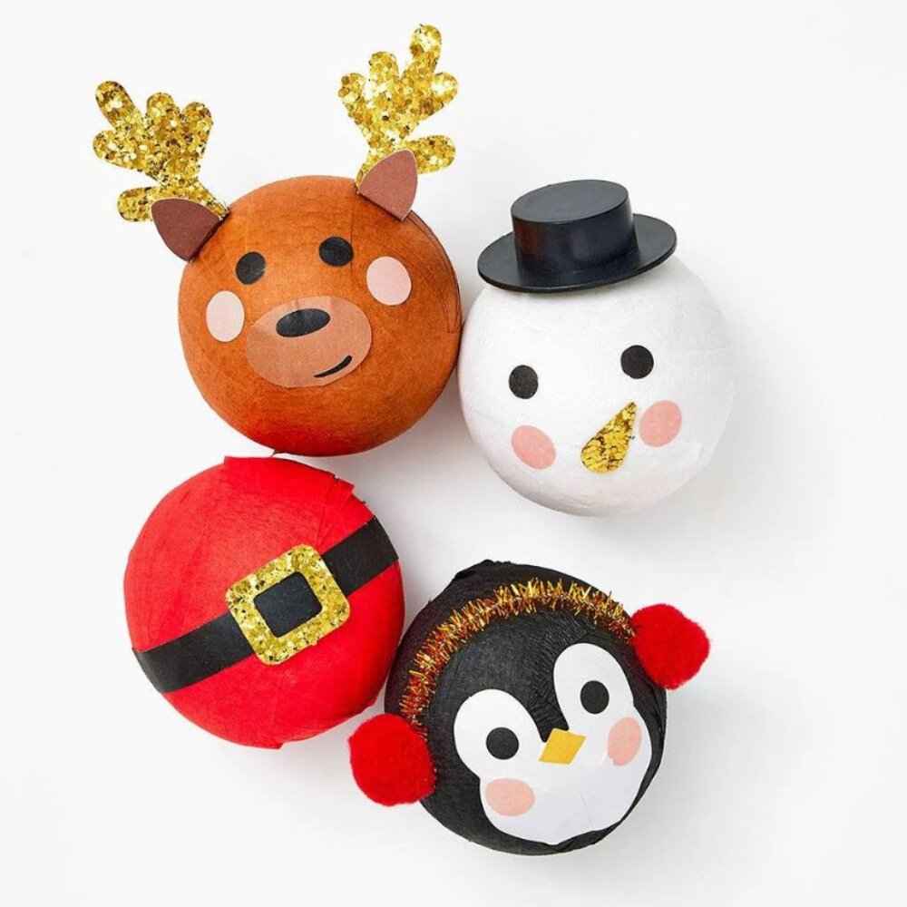 NWT Paper Source Christmas Character Surprise Balls (set of 4)